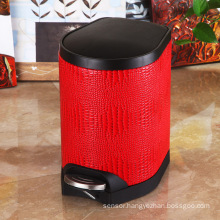 Red Crocodilian Leather Slow Down Close Waste Bin (S-5LC)